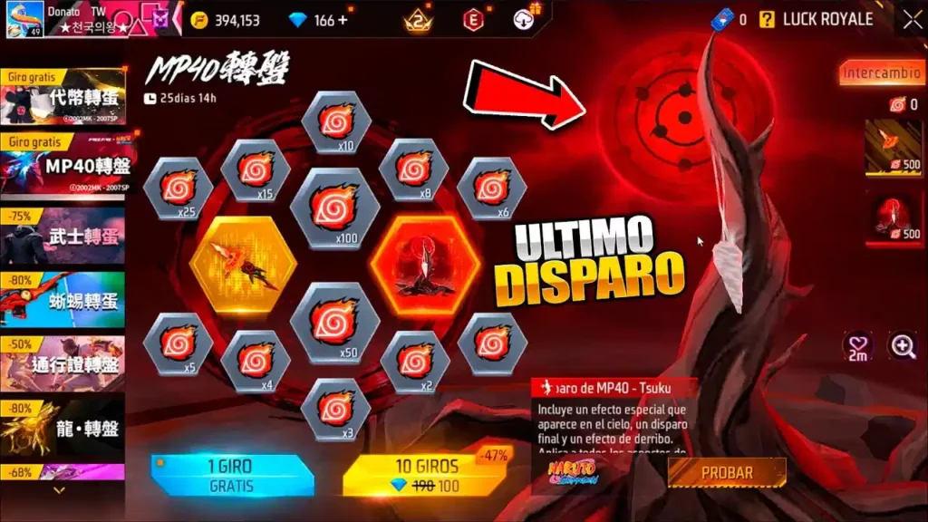 Último Disparo de MP40 – Tsukuyomi Infinito de la BÓVEDA MÁGICA en Free Fire 2025